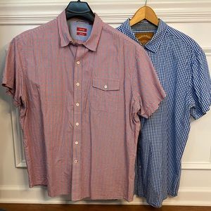 2 Mens Short Sleeve Button Up Shirts